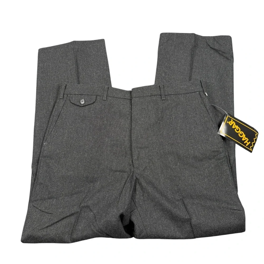 Haggar Dress Pants NWT 1970s Mens 34x30 Gray Wool Blend Vintage Straight Leg